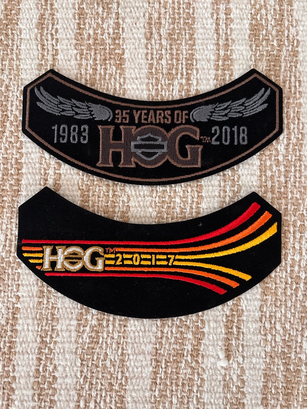 HOG Commemorative Embroidered Patches - Black with Gold & Red Accents